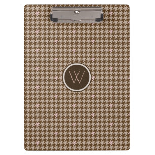 Brown with Rose Gold Accent Houndstooth Clipboard
