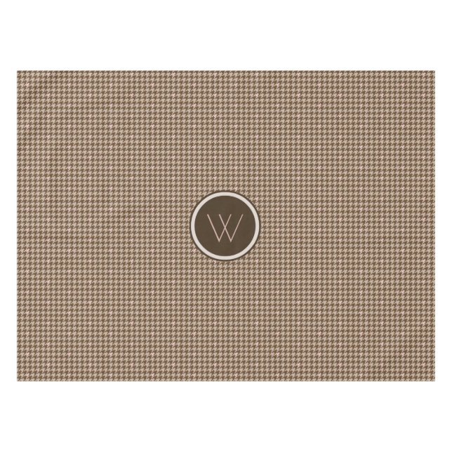 Brown with Rose Gold Accent Houndstooth Tablecloth (Front (Horizontal))