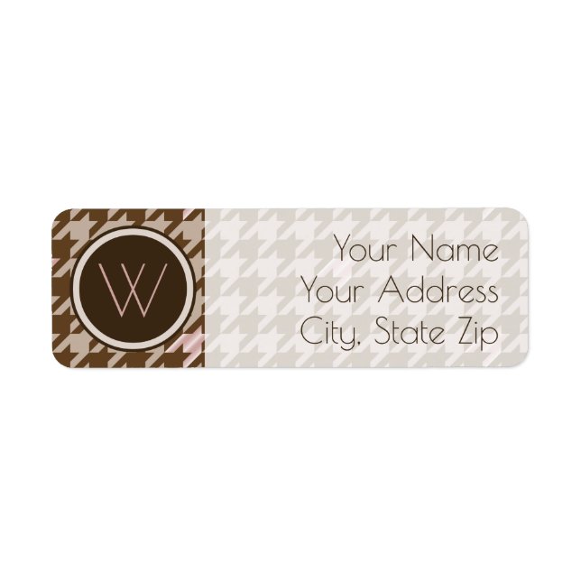 Brown with Rose Gold Houndstooth Address Label (Front)