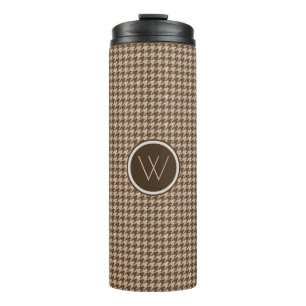 Brown with Rose Gold Houndstooth Thermal Tumbler