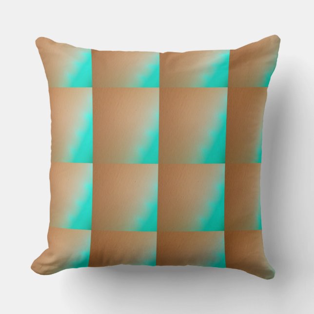 Brown with Spring Green Color Pattern Throw Pillow (Front)
