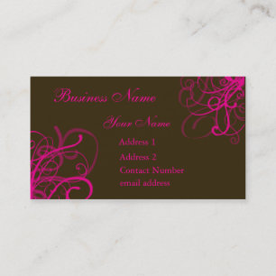 Brown with vibrant pink swirls business card