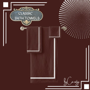 Brown with White Border Bath Towel Set