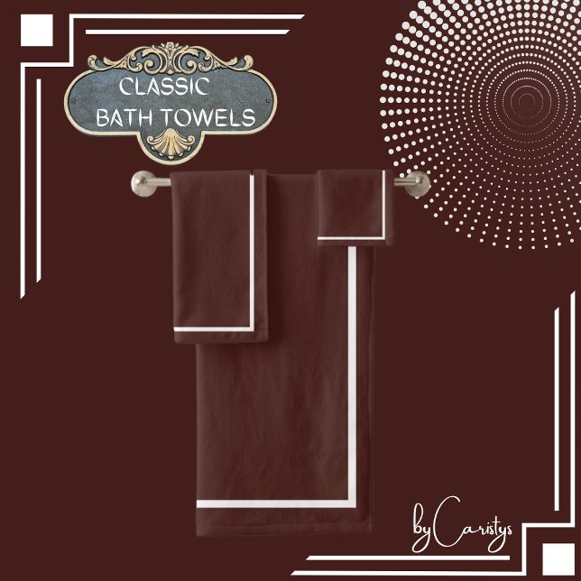 Brown with White Border Bath Towel Set (Creator Uploaded)
