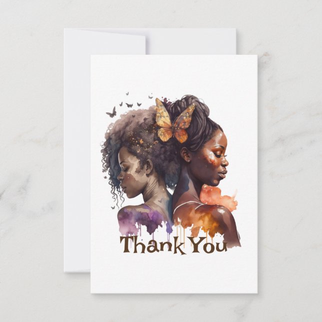 Brown Woman  Thank You Card (Front)