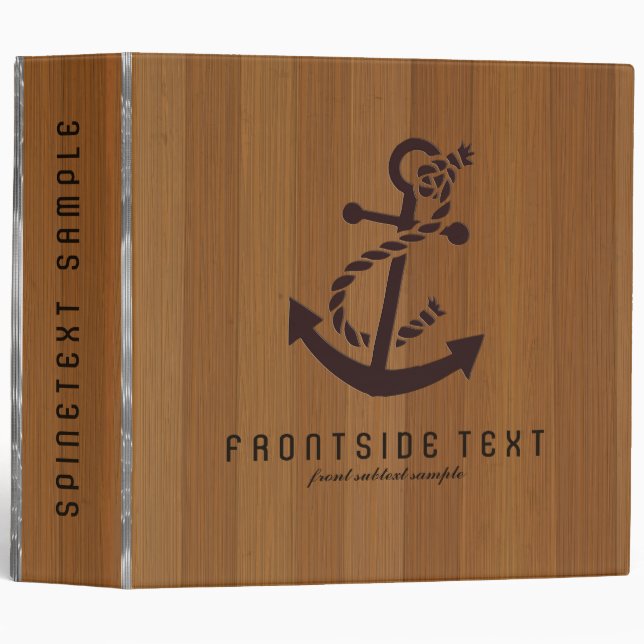 Brown Wood And Nautical Anchor Binder (Front/Spine)