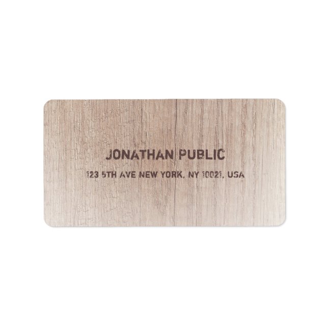 Brown Wood Board Look Distressed Text Template Label (Front)