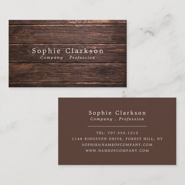 Brown Wood Boards, Rustic Business Card (Front/Back)