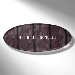 Brown Wood Design Background Plain Legible Modern Name Tag