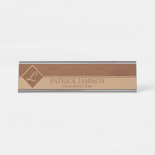 Brown Wood Desk Name Plate