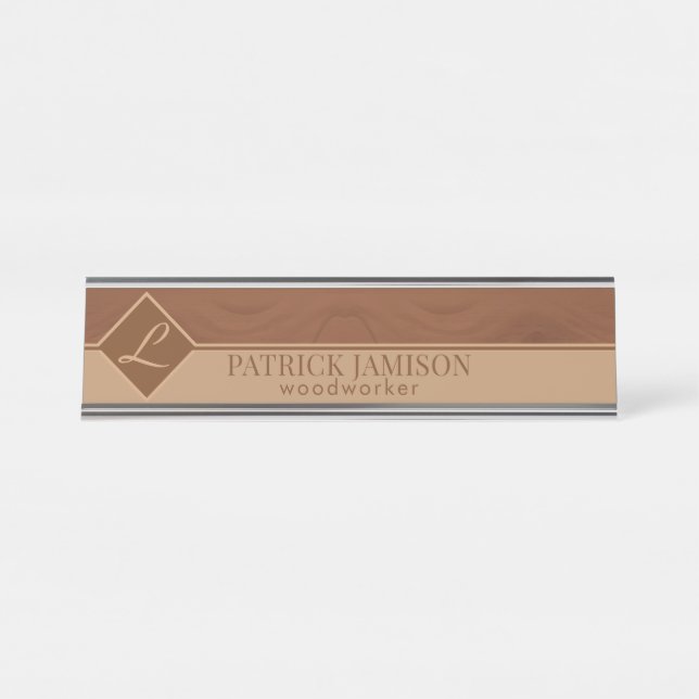 Brown Wood Desk Name Plate (Front)