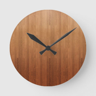 Brown Wood Digital Print 2 Round Clock
