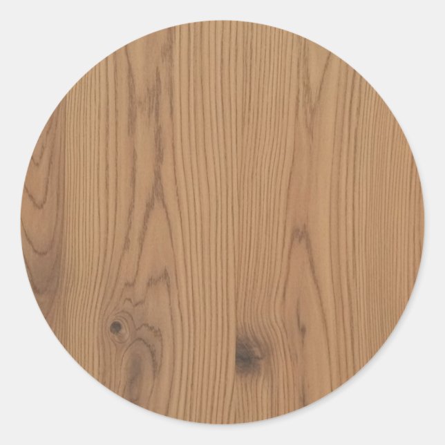  Brown Wood Grain Classic Round Sticker (Front)