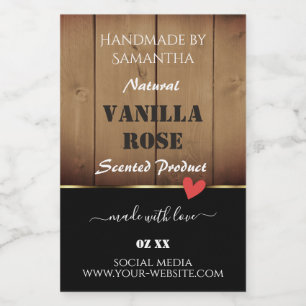Brown Wood Grain Product Packaging Labels Heart