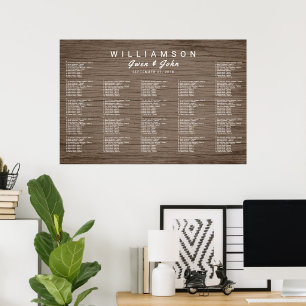 Brown Wood Grain Rustic Seating Chart Poster