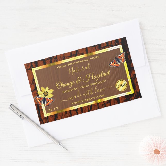 Brown Wood Grain Tree Bark Product Labels Add Logo (Envelope)