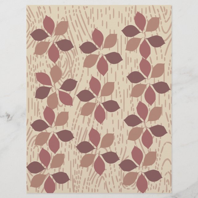 Brown Wood & Leaves Scrapbook Paper: (Front)