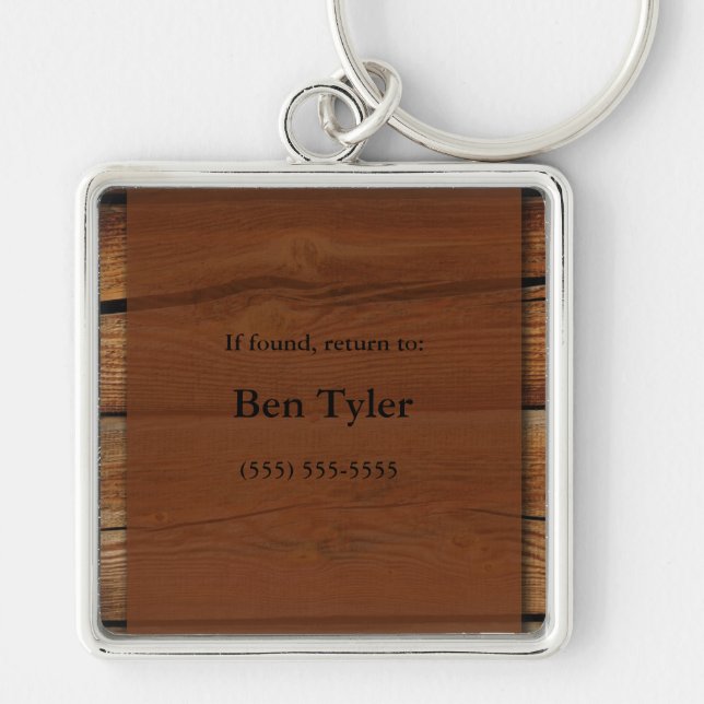 Brown Wood Lost and Found Keychain (Front)