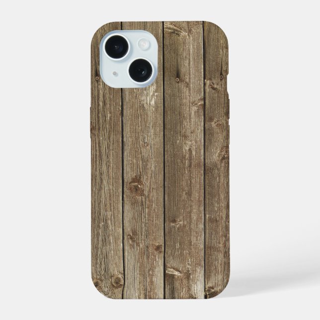 Brown Wood Pattern Handsome Zen iPhone 15 Case (Back)