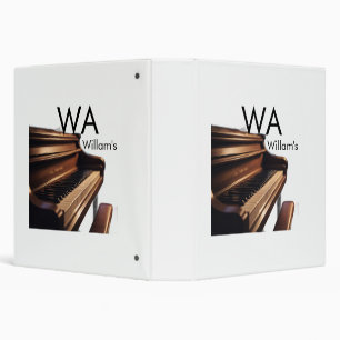 Brown wood piano table keys monogram name  binder
