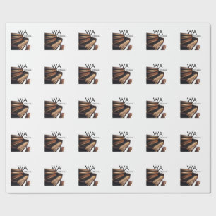 Brown wood piano table keys monogram name  wrapping paper