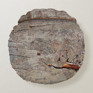 Brown wood round pillow