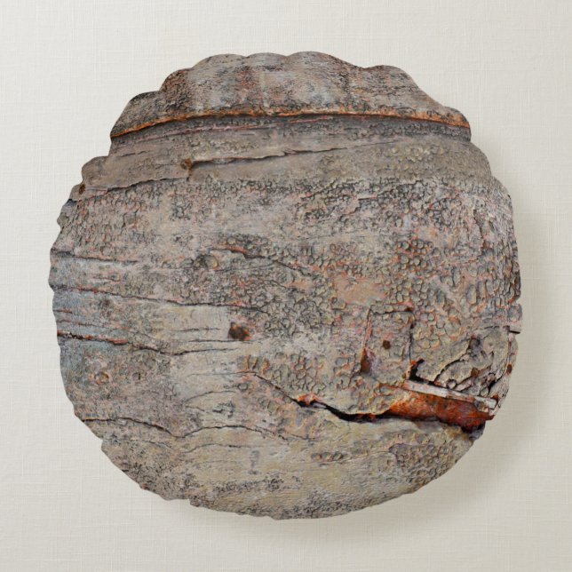Brown wood round pillow (Front)