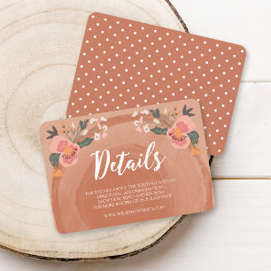 Brown Wood Rustic Floral Wedding Details Enclosure Card