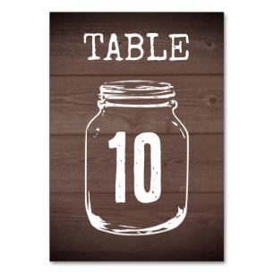 Brown wood rustic wedding table number cards