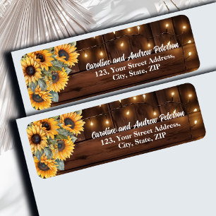 Brown Wood String Lights Floral Return Address