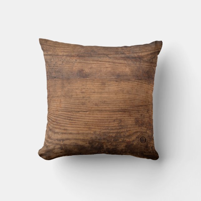 Brown wood texture. Abstract background, empty tem Throw Pillow (Front)