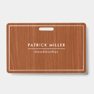 Brown Wood Texture Print White Typography Badge