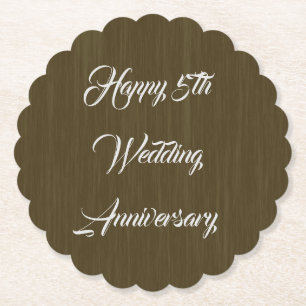 Brown Wood Traditional 5th Wedding Anniversary, Paper Coaster
