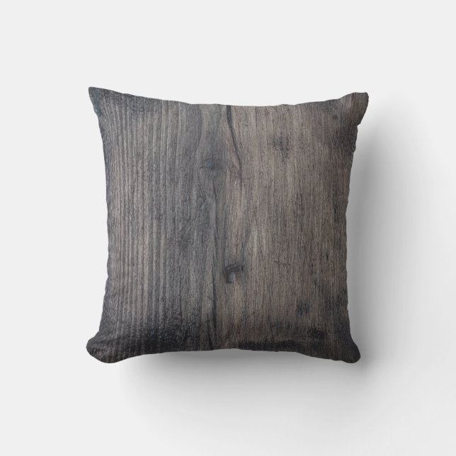 Brown wooden board throw pillow (Front)