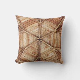 Brown wooden ceiling surface throw pillow