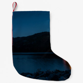 BROWN WOODEN DOCK ON BLUE LAKE DURING NIGHT TIME SMALL CHRISTMAS STOCKING