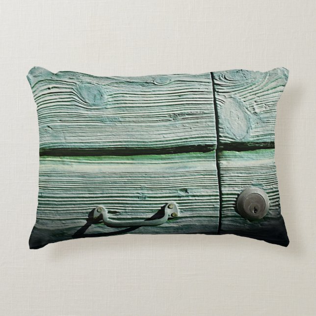 Brown wooden drawer accent pillow (Front)