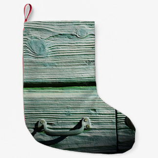 Brown wooden drawer small christmas stocking
