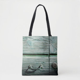 Brown wooden drawer tote bag