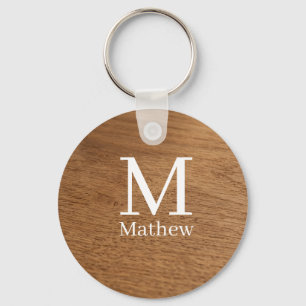 brown wooden frame rustic name monogram pattern si keychain