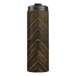 Brown wooden frame thermal tumbler