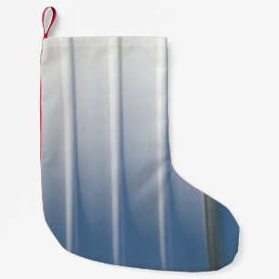 Brown wooden framed glass door small christmas stocking