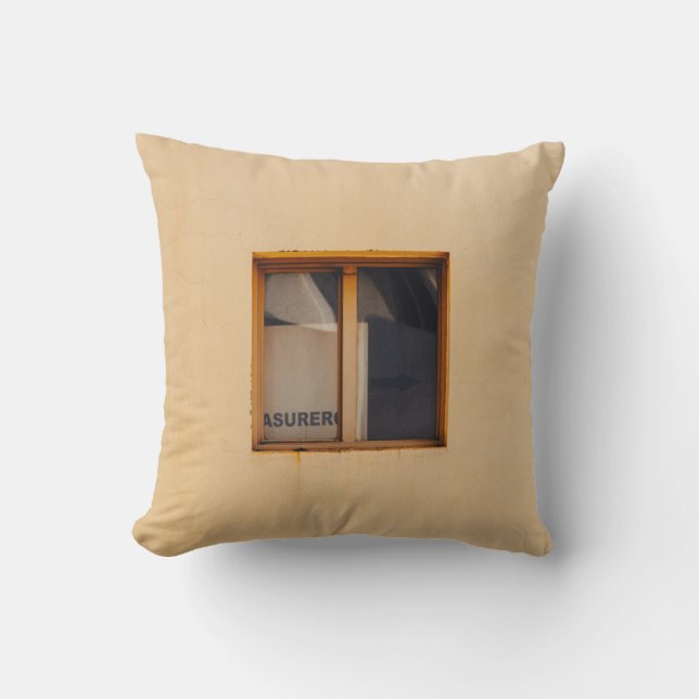 BROWN WOODEN FRAMED GLASS WINDOW THROW PILLOW (Front)