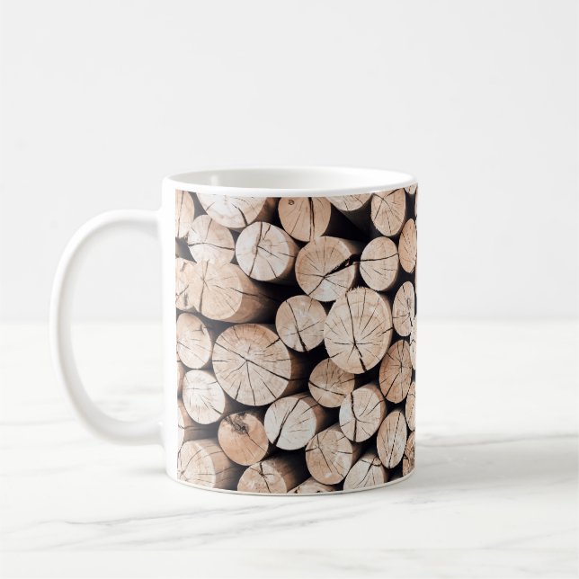 Brown wooden log lot coffee mug (Left)
