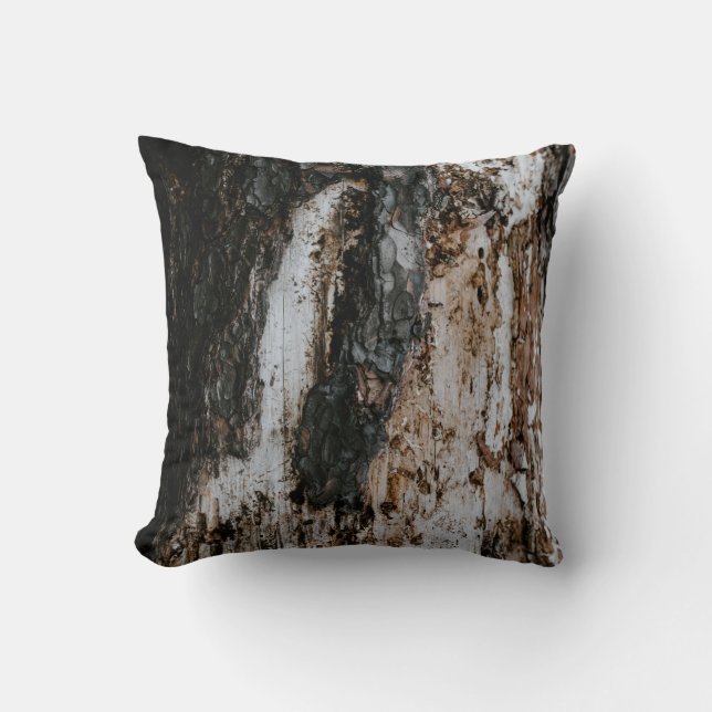 Brown wooden log throw pillow (Front)