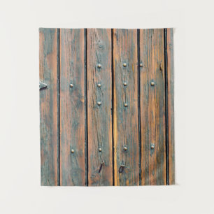 Brown wooden panel tapestry