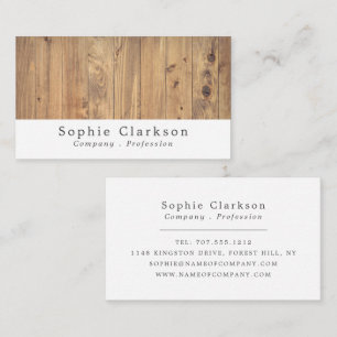 Brown Wooden Planks Effect, Rustic Business Card