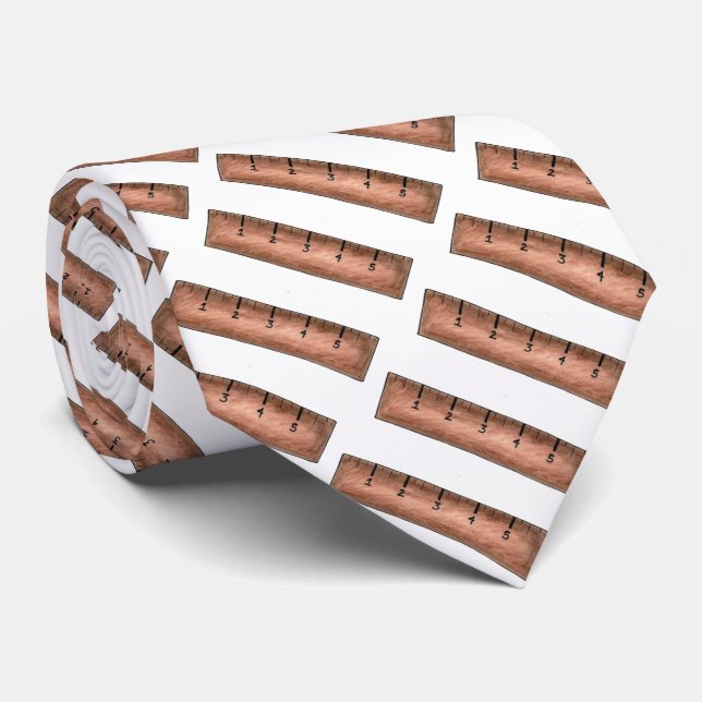 Brown Wooden Ruler Math Teacher Teaching Gift Tie (Rolled)