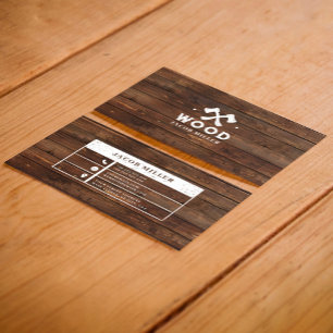 Brown Wooden Rustic Retro Old Style Personalized Business Card