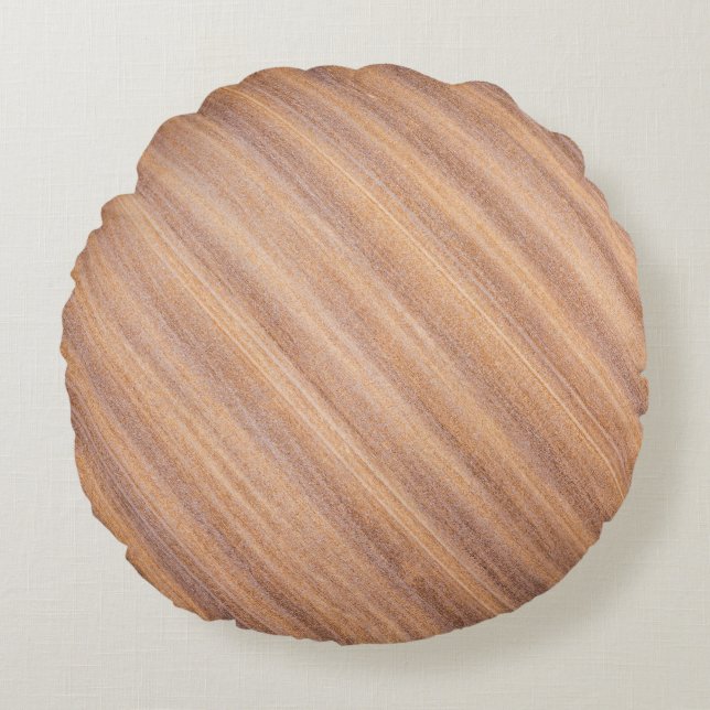 Brown wooden surface round pillow (Front)